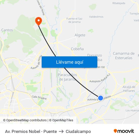 Av. Premios Nobel - Puente to Ciudalcampo map