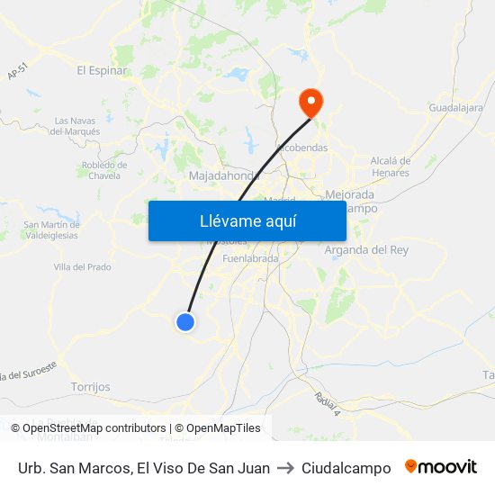 Urb. San Marcos, El Viso De San Juan to Ciudalcampo map
