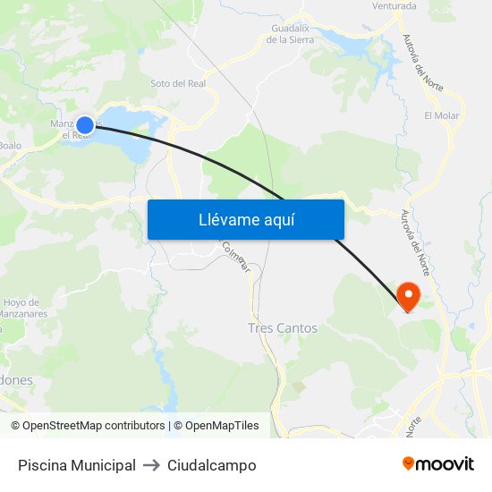 Piscina Municipal to Ciudalcampo map