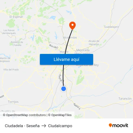 Ciudadela - Seseña to Ciudalcampo map