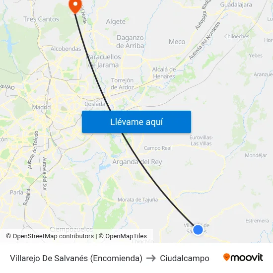 Villarejo De Salvanés (Encomienda) to Ciudalcampo map