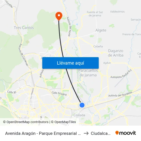 Avenida Aragón - Parque Empresarial Pegaso to Ciudalcampo map