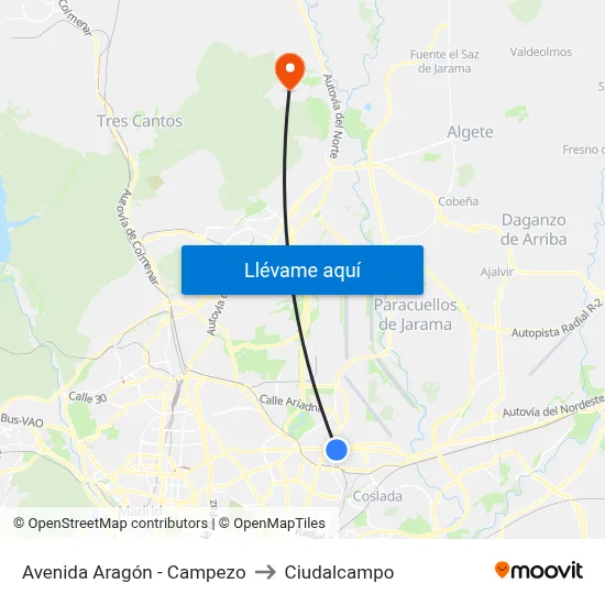 Avenida Aragón - Campezo to Ciudalcampo map