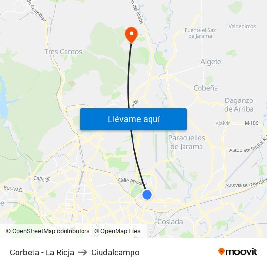 Corbeta - La Rioja to Ciudalcampo map