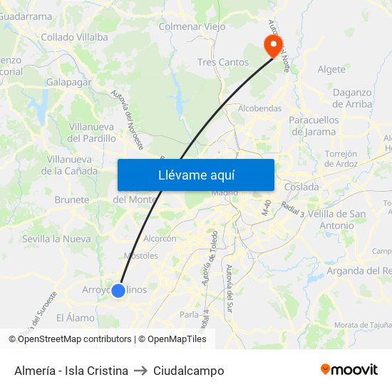 Almería - Isla Cristina to Ciudalcampo map