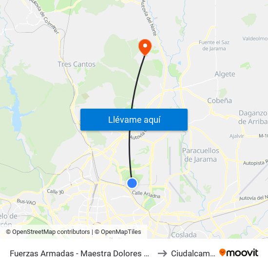 Fuerzas Armadas - Maestra Dolores Marco to Ciudalcampo map