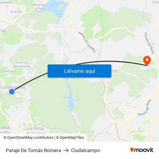 Paraje De Tomás Romera to Ciudalcampo map