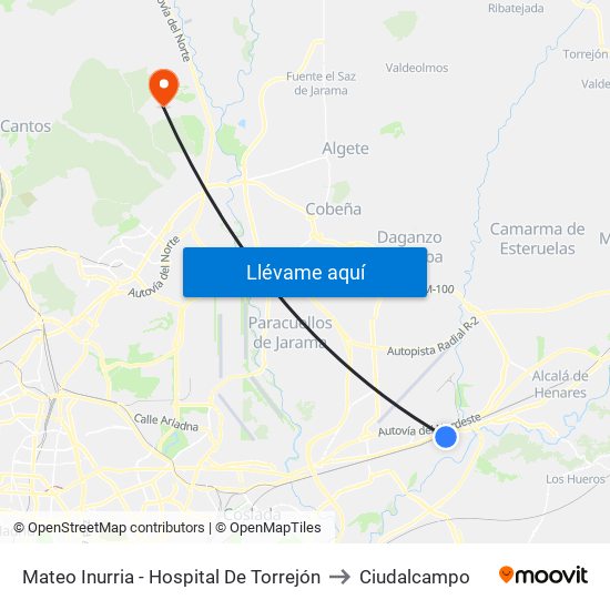 Mateo Inurria - Hospital De Torrejón to Ciudalcampo map
