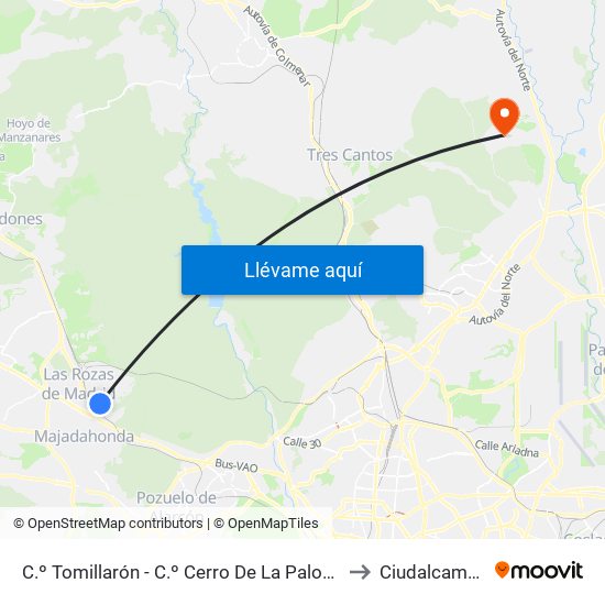 C.º Tomillarón - C.º Cerro De La Paloma to Ciudalcampo map