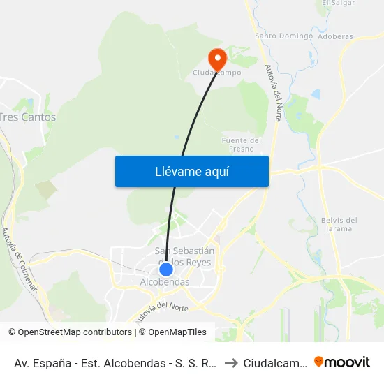 Av. España - Est. Alcobendas - S. S. Reyes to Ciudalcampo map