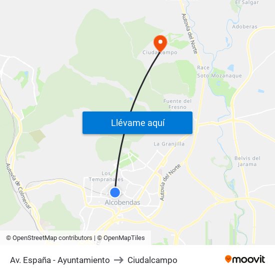 Av. España - Ayuntamiento to Ciudalcampo map