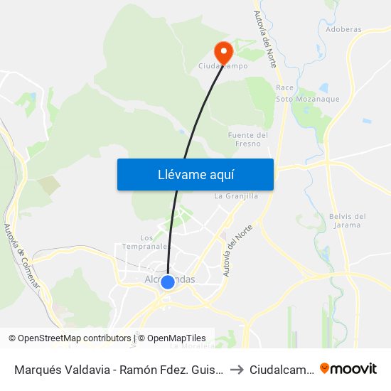 Marqués Valdavia - Ramón Fdez. Guisasola to Ciudalcampo map