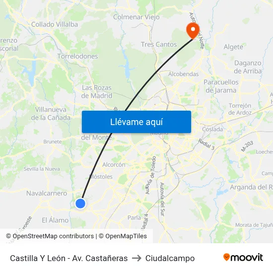 Castilla Y León - Av. Castañeras to Ciudalcampo map