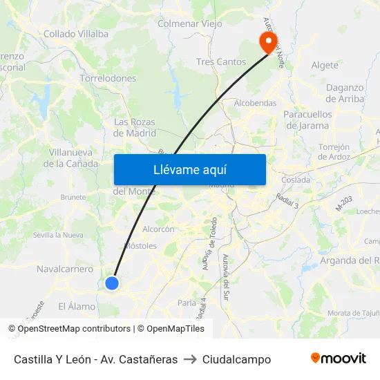 Castilla Y León - Av. Castañeras to Ciudalcampo map