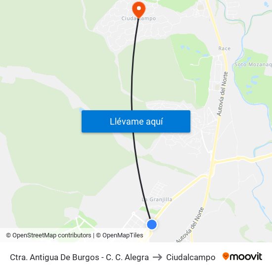 Ctra. Antigua De Burgos - C. C. Alegra to Ciudalcampo map
