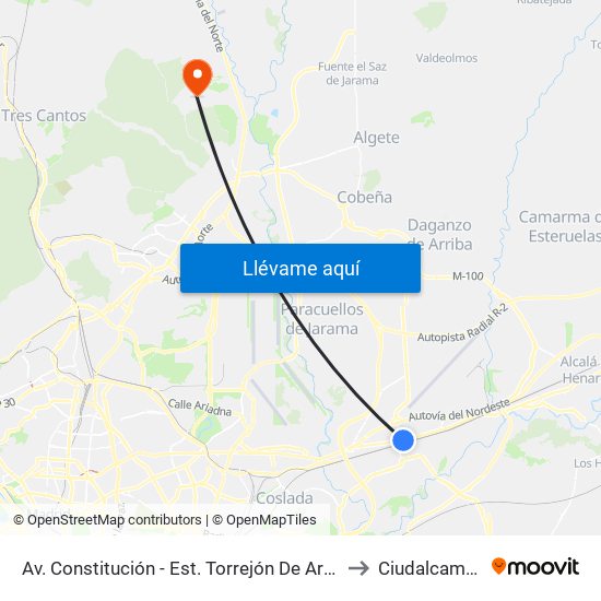 Av. Constitución - Est. Torrejón De Ardoz to Ciudalcampo map