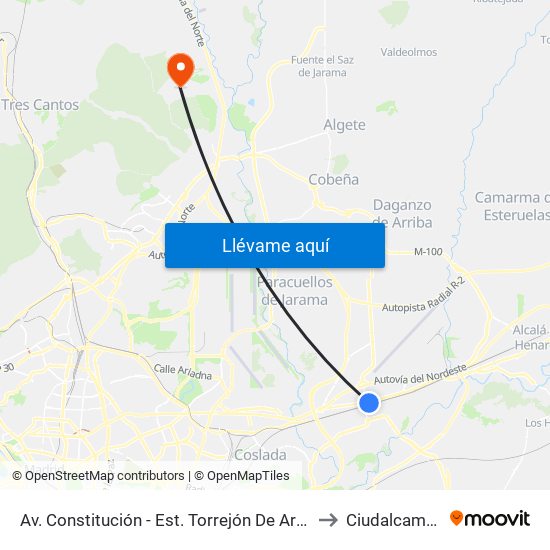 Av. Constitución - Est. Torrejón De Ardoz to Ciudalcampo map
