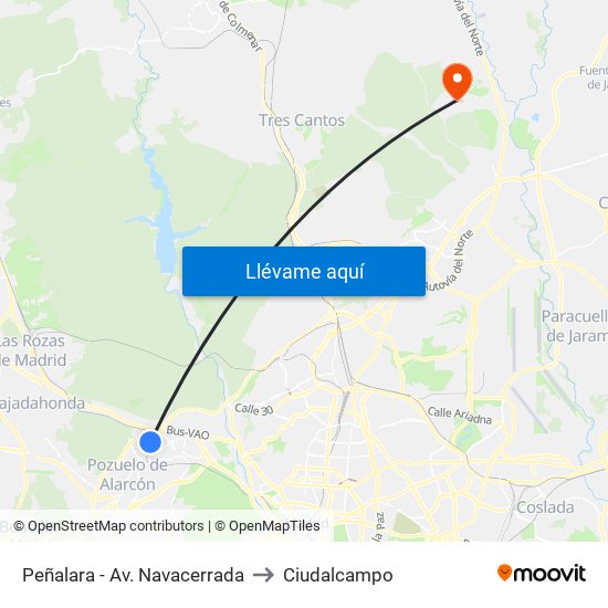 Peñalara - Av. Navacerrada to Ciudalcampo map