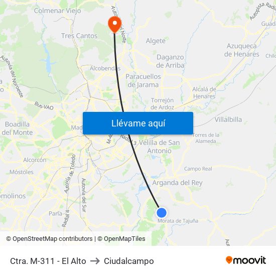 Ctra. M-311 - El Alto to Ciudalcampo map
