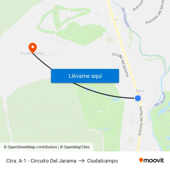 Ctra. A-1 - Circuito Del Jarama to Ciudalcampo map