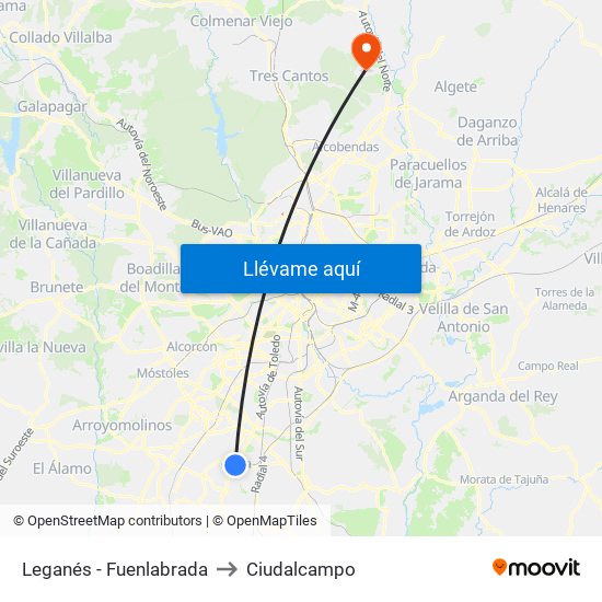 Leganés - Fuenlabrada to Ciudalcampo map