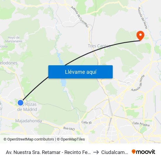Av. Nuestra Sra. Retamar - Recinto Ferial to Ciudalcampo map