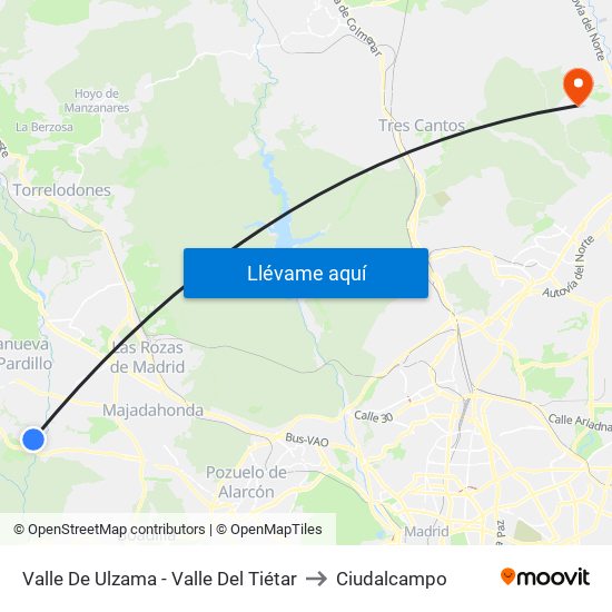 Valle De Ulzama - Valle Del Tiétar to Ciudalcampo map
