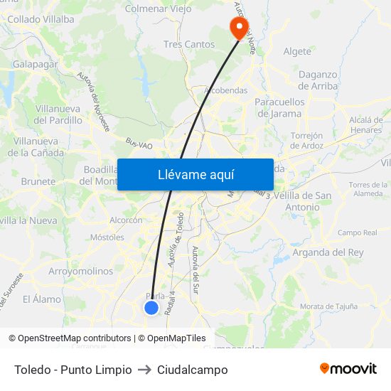 Toledo - Punto Limpio to Ciudalcampo map
