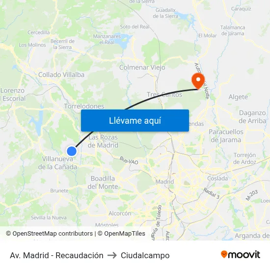 Av. Madrid - Recaudación to Ciudalcampo map