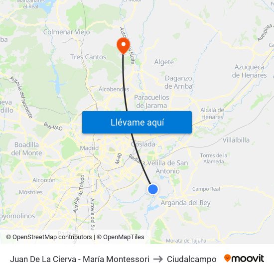 Juan De La Cierva - María Montessori to Ciudalcampo map