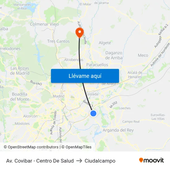 Av. Covibar - Centro De Salud to Ciudalcampo map