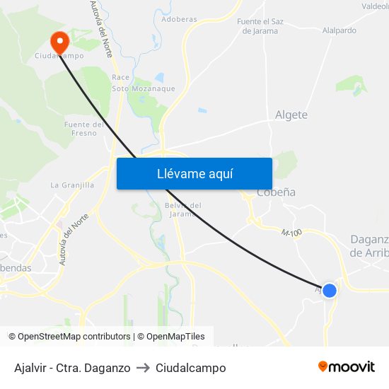 Ajalvir - Ctra. Daganzo to Ciudalcampo map