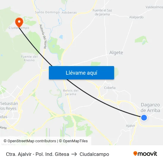 Ctra. Ajalvir - Pol. Ind. Gitesa to Ciudalcampo map