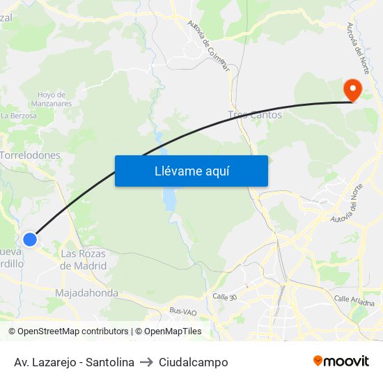Av. Lazarejo - Santolina to Ciudalcampo map