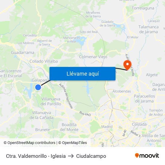 Ctra. Valdemorillo - Iglesia to Ciudalcampo map