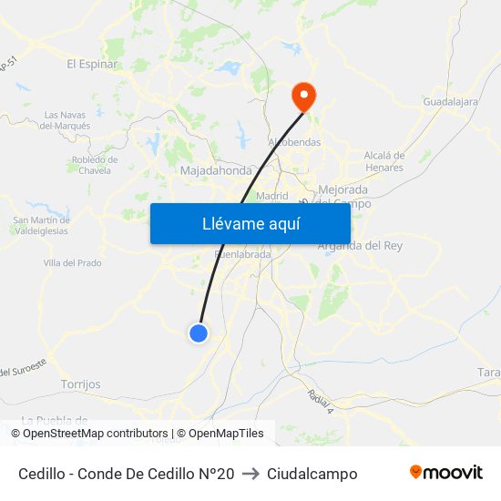 Cedillo - Conde De Cedillo Nº20 to Ciudalcampo map