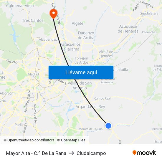 Mayor Alta - C.º De La Rana to Ciudalcampo map