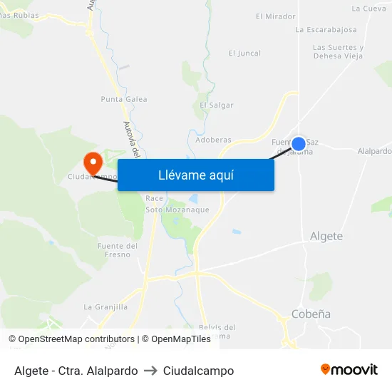 Algete - Ctra. Alalpardo to Ciudalcampo map