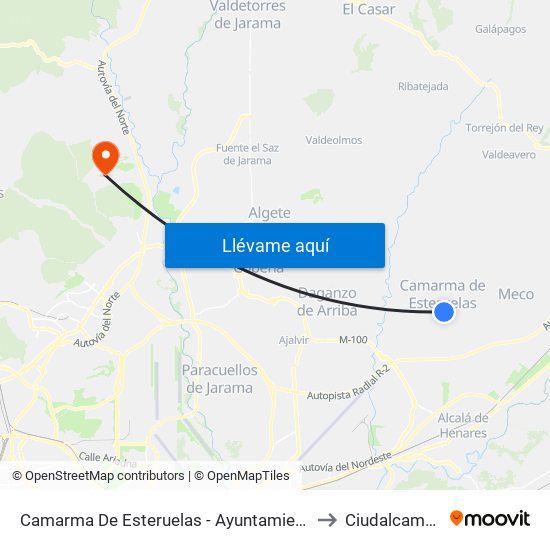 Camarma De Esteruelas - Ayuntamiento to Ciudalcampo map