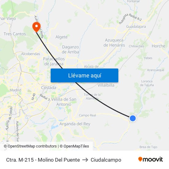Ctra. M-215 - Molino Del Puente to Ciudalcampo map