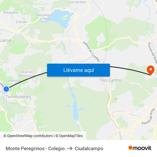 Monte Peregrinos - Colegio to Ciudalcampo map