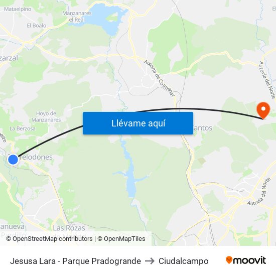 Jesusa Lara - Parque Pradogrande to Ciudalcampo map