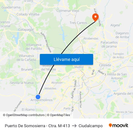 Puerto De Somosierra - Ctra. M-413 to Ciudalcampo map