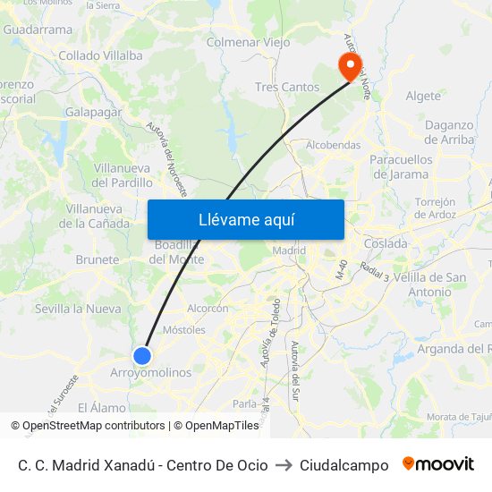 C. C. Madrid Xanadú - Centro De Ocio to Ciudalcampo map