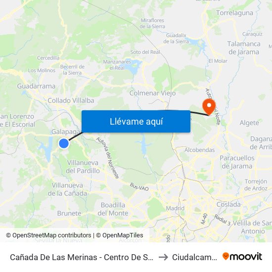 Cañada De Las Merinas - Centro De Salud to Ciudalcampo map