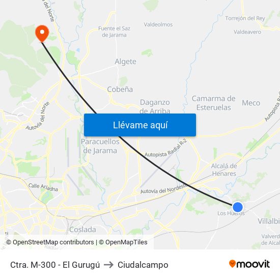 Ctra. M-300 - El Gurugú to Ciudalcampo map