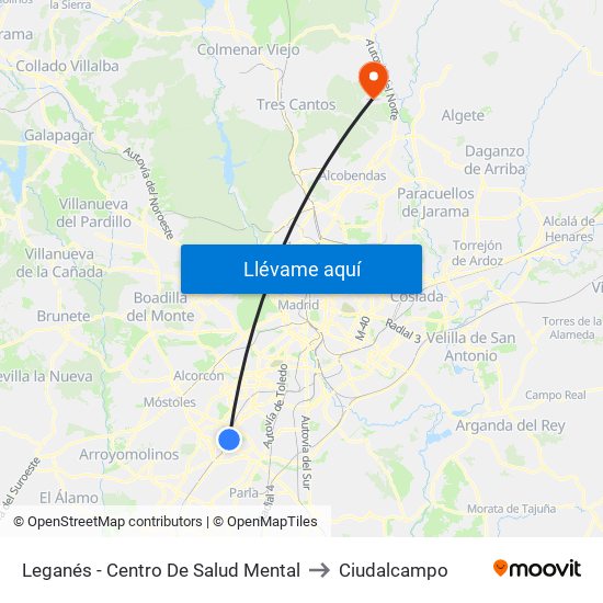 Leganés - Centro De Salud Mental to Ciudalcampo map