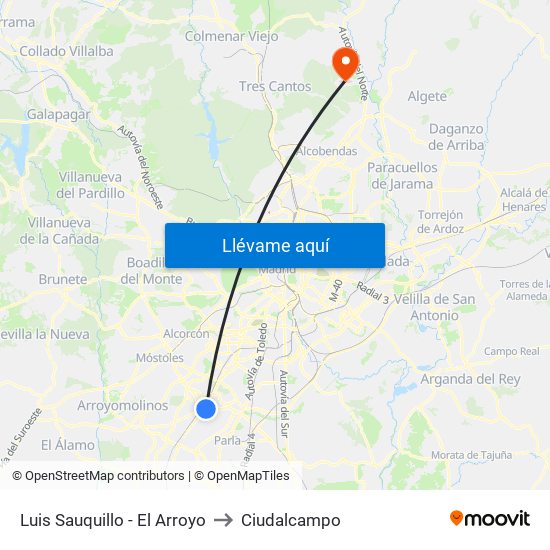 Luis Sauquillo - El Arroyo to Ciudalcampo map