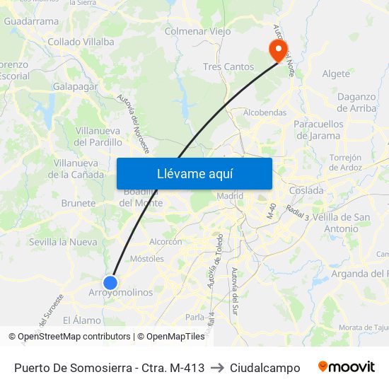 Puerto De Somosierra - Ctra. M-413 to Ciudalcampo map