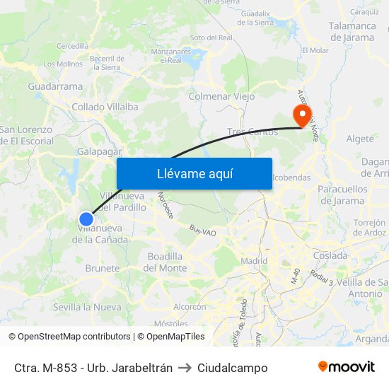Ctra. M-853 - Urb. Jarabeltrán to Ciudalcampo map